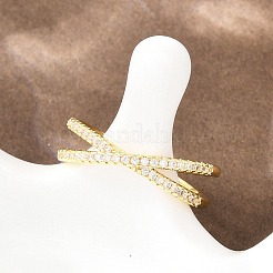 Micro ottone spianare anelli zirconi&nbsp;RJEW-D340-01G-06