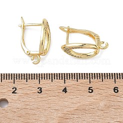 Фурнитура для сережек-колец в форме капли с микропаве из прозрачных кубических цирконий из латуни&nbsp;KK-Z143-08G