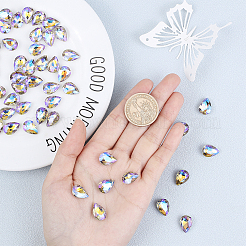 Cabochons en verre avec strass de dos avec point&nbsp;RGLA-OC0001-30