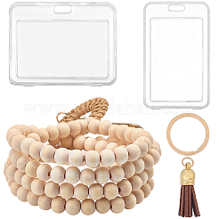 1 шт. ремешок для визитной карточки с круглыми деревянными бусинами&nbsp;AJEW-CP0010-23B