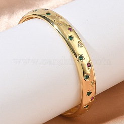 Bracelets de manchette en laiton avec micro pavé de zircone cubique pour femmes&nbsp;BJEW-A172-03G