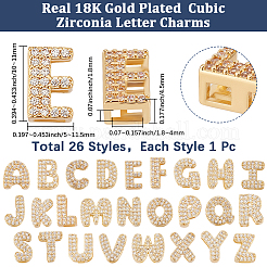 26 шт. 26 стиля латунных подвесок с микропаве из прозрачного кубического циркония&nbsp;KK-BBC0018-98