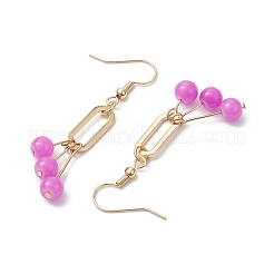 Boucles d'oreilles imitation jade verre pendentif&nbsp;EJEW-JE05924-04