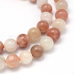 Natural Moonstone rotondo e Sunstone fili di perline&nbsp;X-G-F222-03-8mm