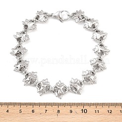 Браслеты-цепочки с цветочным узором из нержавеющей стали 304&nbsp;BJEW-D379-17P