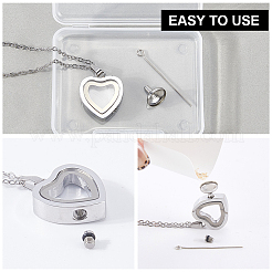 1 pezzo di collana con ciondolo a forma di cuore in acciaio inossidabile per urna portacenere&nbsp;NJEW-CN0001-17P
