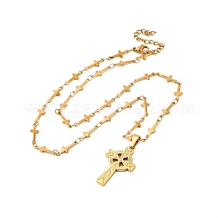 Мужские ожерелья с подвеской в виде креста викингского узла из нержавеющей стали 201 NJEW-S440-14G