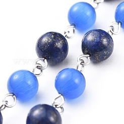 Chaînes de perles mélangées naturelles et synthétiques faites à la main&nbsp;AJEW-JB00509