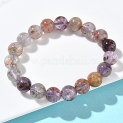 Браслеты из натуральных круглых бусин из кварца лодолита для женщин&nbsp;BJEW-Z158-03K-02