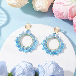 3 пара сережек-гвоздиков из плетеного стеклянного бисера&nbsp;EJEW-MZ00597