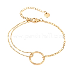Bracelets à billes et à maillons carrés en acier inoxydable 304&nbsp;BJEW-D460-02G