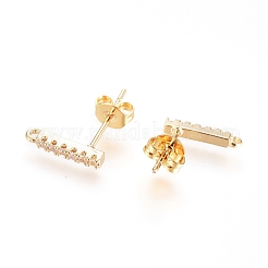 Orecchini a bottone in ottone con zirconi cubici micro pavè&nbsp;X-KK-G389-38G