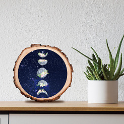 Печатные деревянные круглые листы&nbsp;AJEW-WH0363-001