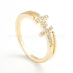 Polsini regolabili in ottone con micro pavè di zirconi trasparenti&nbsp;X-RJEW-F101-18G