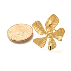 Кольцо-манжета из нержавеющей стали 304 с цветком для женщин&nbsp;LS-RJEW-R006-03G-01