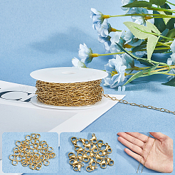 10 м ионного покрытия (IP) из нержавеющей стали 304 с цепочками-скрепками с 50 открытыми соединительными кольцами и 20 карабинами-лобстерами&nbsp;FIND-SC0012-56A