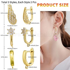 3 par de pendientes de aro de latón de 3 estilos&nbsp;KK-SZ0003-80