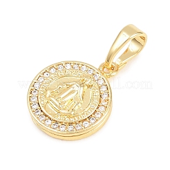 Religiöse Messinganhänger mit Mikropavé-Fassung aus klaren Zirkonia&nbsp;KK-D258-38G-02