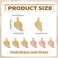 20 шт. 2-х цветные подвески из нержавеющей стали 304&nbsp;STAS-LP0004-09