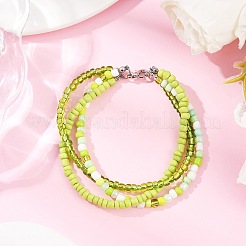 3 bracelet multi-brins en perles de verre de 3 couleurs pour femmes&nbsp;BJEW-JB12052