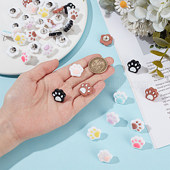 40 шт. 8-х цветные резиновые кнопки для рисования с отпечатками лап&nbsp;AJEW-DR00037