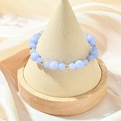 Pulseras elásticas de encaje azul teñido natural&nbsp;BJEW-JB14000