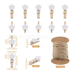 Pinces à linge en bois de bouleau et cordon de jute&nbsp;DIY-YS0001-37