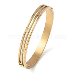 Женские браслеты из нержавеющей стали 304 с микропаве из прозрачных кубических цирконий&nbsp;BJEW-B161-03G