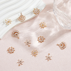 12 шт. 4 стиля латунные подвески с микропаве и кубическим цирконием&nbsp;KK-FH0007-51