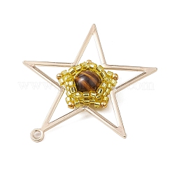 Pendenti a forma di stella con perline di semi di vetro e occhio di tigre naturale fatti a mano&nbsp;PALLOY-MZ00496-02