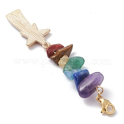 Dijes de esmalte de aleación de arcoíris y decoración colgante con cuentas de chips de piedras preciosas de chakra&nbsp;HJEW-JM01206