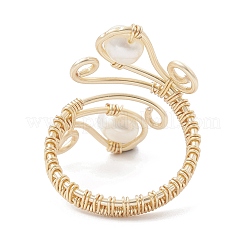 Открытое кольцо с натуральным культивированным пресноводным жемчугом RJEW-JR00629