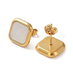 6 пара двухцветных квадратных серег-гвоздиков из натуральных ракушек&nbsp;EJEW-A024-01