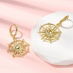 Серьги-кольца из латуни в форме солнца&nbsp;EJEW-H180-30C-G