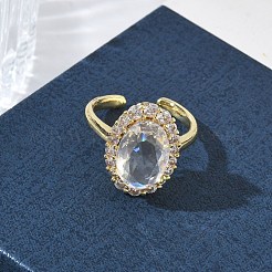 Offene Manschettenringe aus Messing mit Mikropavé und Zirkonia für Damen&nbsp;RJEW-L343-17G-07