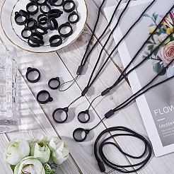 24 шт. 2 стильных силиконовых кольца с 12 шт. регулируемый шнурок для ожерелья с защитой от потери подвески&nbsp;DIY-GF0008-09A