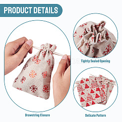 20 sac en tissu de coton à thème de Noël&nbsp;ABAG-TA0002-04B