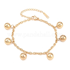 Pulseras de acero inoxidable 304 con dijes de cuentas redondas&nbsp;BJEW-B171-05G