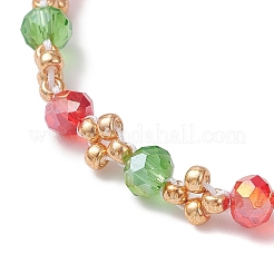 Weihnachtliches handgemachtes Armband aus Glasperlen und geflochtenen Glasperlen&nbsp;BJEW-MZ00249-01