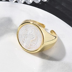 Offene Manschettenringe aus Messing und weißem Muschelhorn&nbsp;KK-CBA56EF-42A-G
