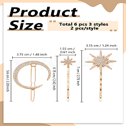 6 шт. 3 шт. железные шпильки для волос со стразами&nbsp;PHAR-LP0001-18