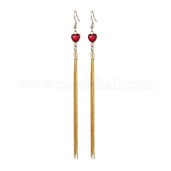 Pendientes colgantes de cadena de eslabones Boston de vidrio y latón&nbsp;EJEW-JE06096