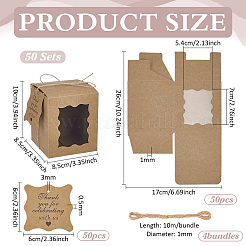 50 шт. складных коробок для хранения свечей из крафт-бумаги с видимым окошком&nbsp;CON-WH0089-175A