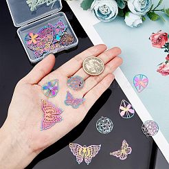 32 шт. 4 стиля ионного покрытия (IP) 201 филигранные подвески из нержавеющей стали&nbsp;STAS-NB0001-20