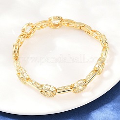 Bracelets à maillons ovales en laiton sertis de micro-pavés de zirconiums cubiques transparents pour femmes&nbsp;BJEW-T025-03C-G