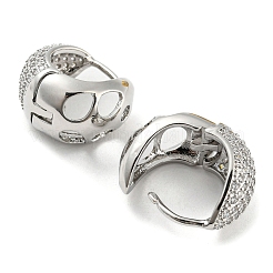 Толстые серьги-кольца из латуни с микропаве и прозрачными циркониями&nbsp;EJEW-Q785-07P