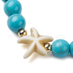 Bracelets élastiques ronds en perles de turquoise synthétique&nbsp;BJEW-JB10276-02