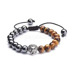 Braccialetti energetici con occhio di tigre naturale e roccia lavica&nbsp;BJEW-JB07149