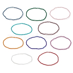 Ensemble de bracelets extensibles en perles de verre bling 10pcs 10 couleurs pour femmes&nbsp;BJEW-JB08974