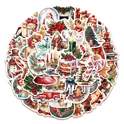 50 Stück/Set selbstklebende Weihnachtsaufkleber aus PVC.&nbsp;PW-WGE1BF0-01